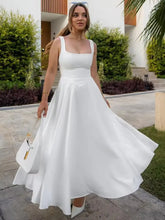 Elegant Square Neck A-Line Maxi Dress - Perfect for Evenings